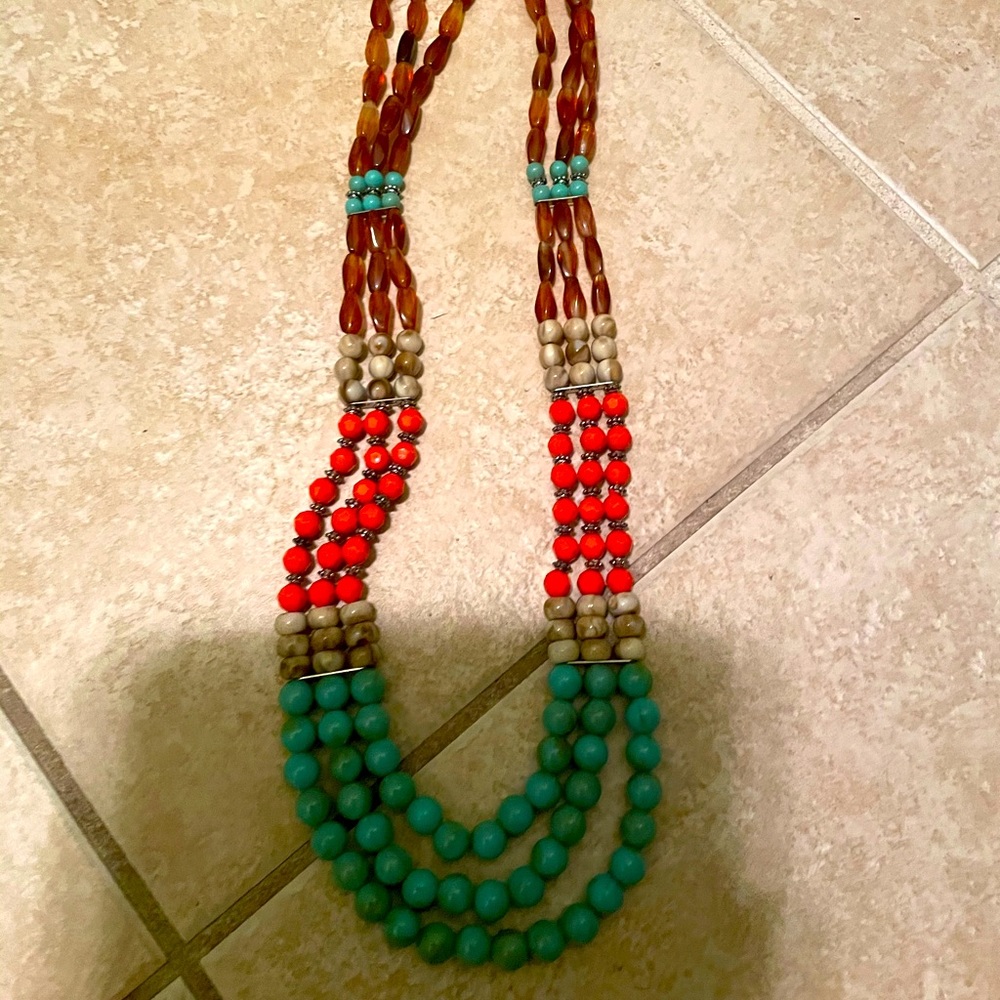 Long colorful beaded necklace